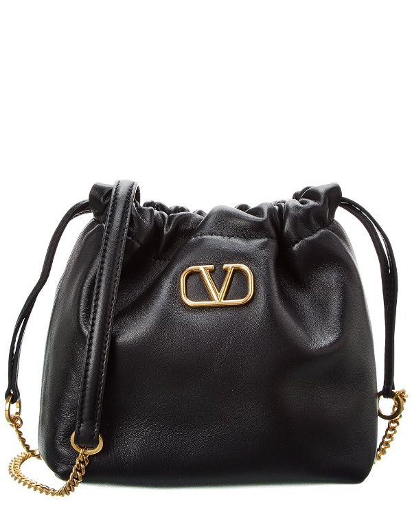VLogo Signature Mini Leather Bucket Bag