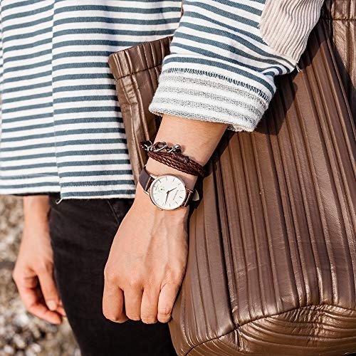 Women Quartz Wrist Watches with Genuine Leather Strap for Ladies
