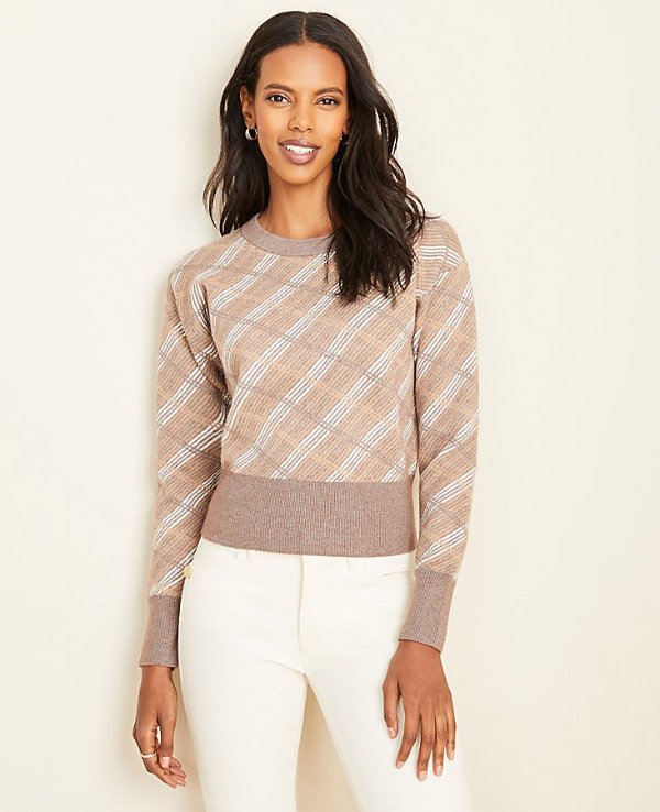 Striped Plaid Sweater | Ann Taylor
