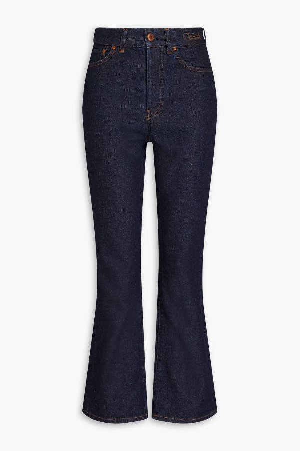 Embroidered high-rise bootcut jeans