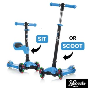 Lascoota 2合1 儿童闪光滑板车+平衡车，座椅可拆卸
