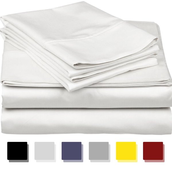 True Luxury 1000-Thread-Count 100% Egyptian Cotton Bed Sheets, 4-Pc