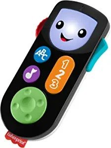 -Price Laugh & Learn Stream & Learn Remote, Electronic Pretend TV Remote Toy with Lights and Educational Content for Infants and Toddlers