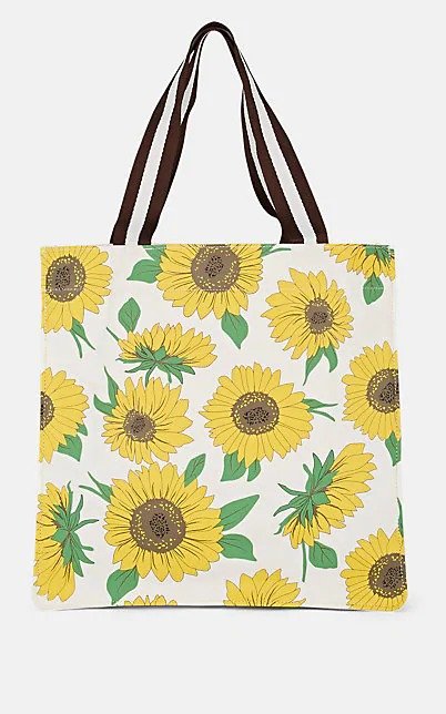 Sunflower-Print Cotton Canvas Tote Bag Sunflower-Print Cotton Canvas Tote Bag