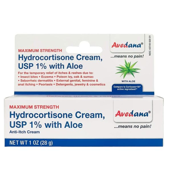 AVEDANA Hydrocortisone Cream – 1 Ounce Eczema Cream with Aloe Vera
