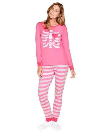 Womens Matching Family Long Sleeve Skeleton Cotton 2-Piece Pajamas - Gymmies | Gymboree - PACIFIC PINK