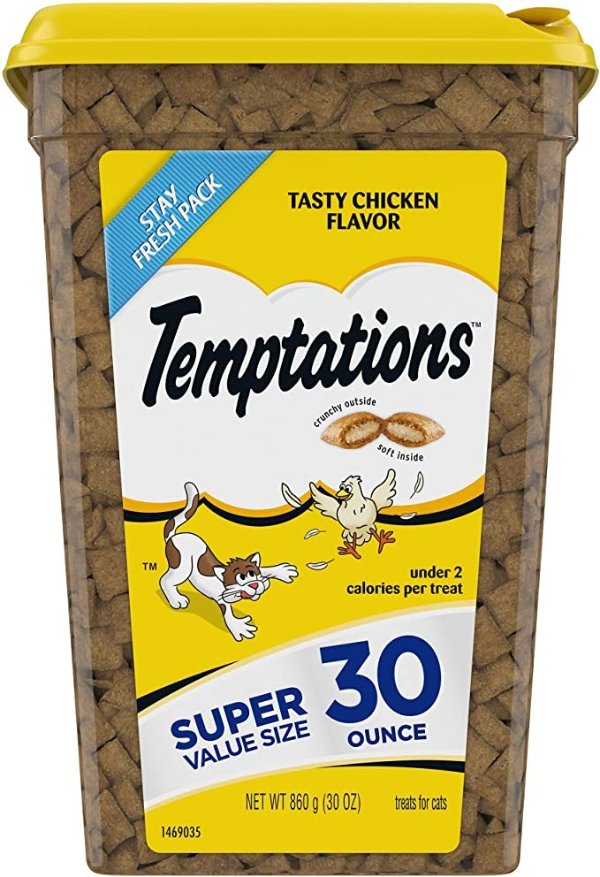 Classic Crunchy and Soft Cat Treats Tasty Chicken Flavor, 30 oz. Tub (Packaging May Vary)