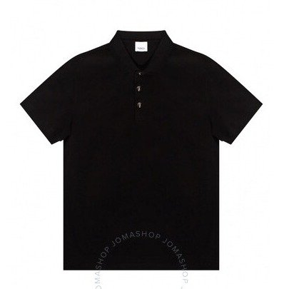 Men's Black Embossed Buttons Polo Shirt