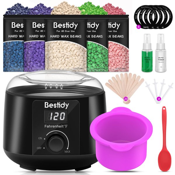 Bestidy Waxing Kit for Women and Men Home Wax Warmer with 5 Pack