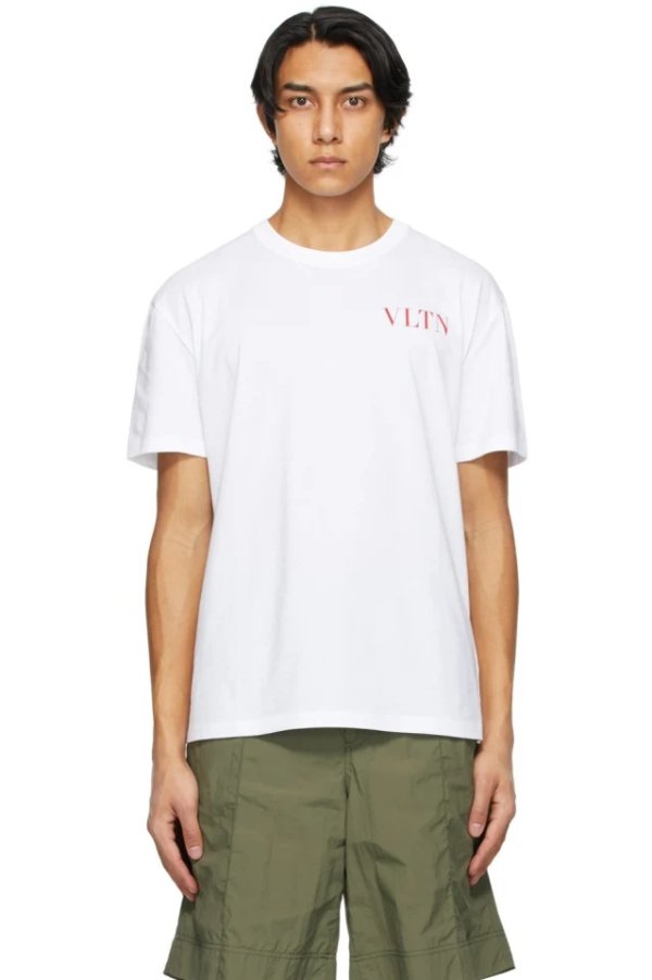 White & Red 'VLTN' T-Shirt