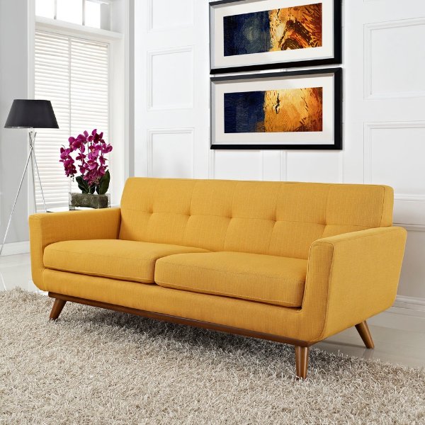 Engage Upholstered Fabric Loveseat - Midcentury - Loveseats - by Modway