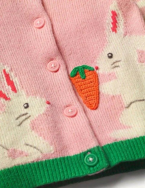 Fun Knitted Cardigan - Boto Pink Rabbits | Boden US