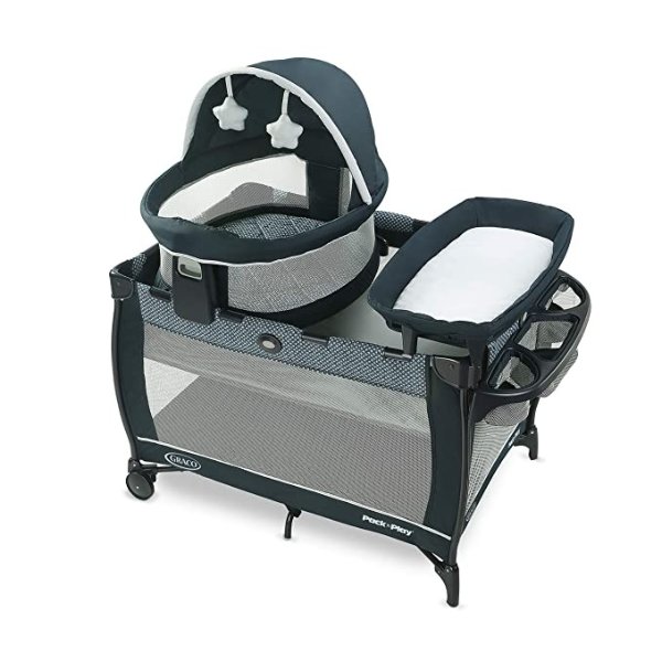 Pack 'n Play Travel Dome LX Playard | Includes Portable Bassinet, Full-Size Infant Bassinet, and Diaper Changer, Leyton