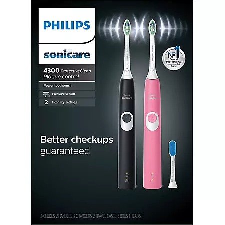 Sonicare ProtectiveClean 4300 Rechargeable Toothbrush, 2 pk. - Sam's Club