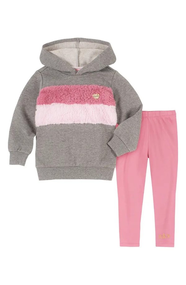 2-Piece Fuzzy Hoodie Outfit Set