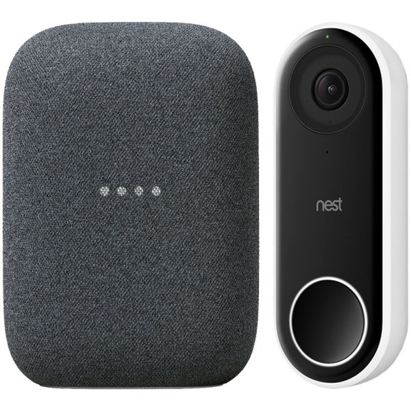 Nest Hello Smart Wi-Fi Video Doorbell NC5100US + Audio Smart Home Speaker GA01586-US