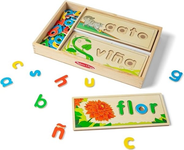 Melissa & Doug Spanish See & Spell Educational Language Learning Toy - FSC-Certified Materials