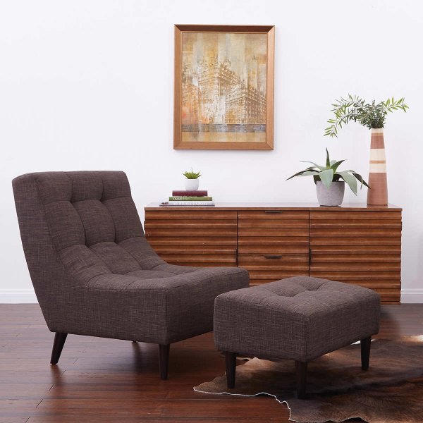 Baskin Fabric Chair and Ottoman