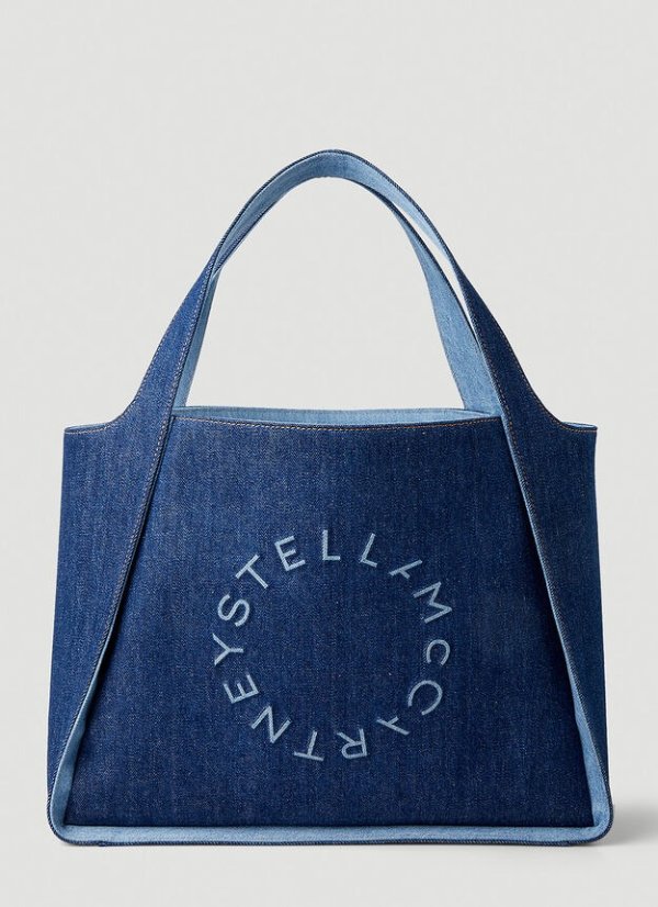 Logo Denim Tote Bag in Blue