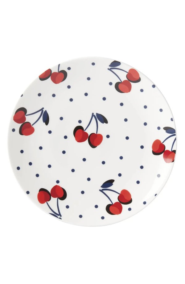 vintage cherry dot accent plate