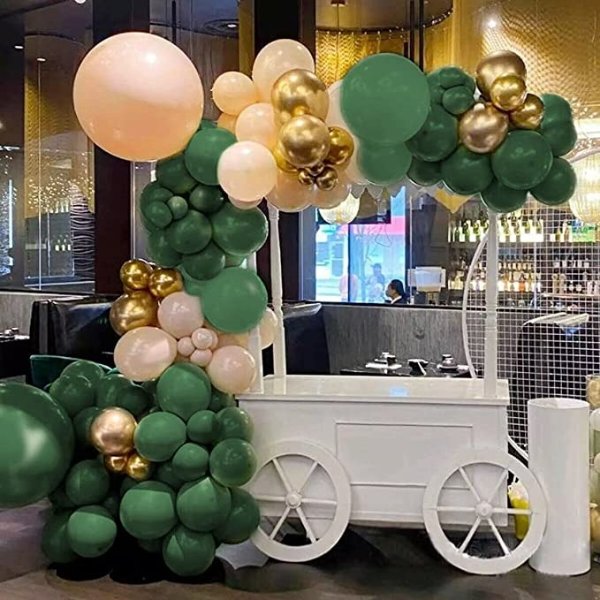 Green and Orange Balloon Arch Garland Kit-Dark Green Balloon Macaron Orange Balloon Gold Balloon 134Pcs for Christmas,Gender Reveal,Wedding Birthday,Baby Shower Party Decoration.