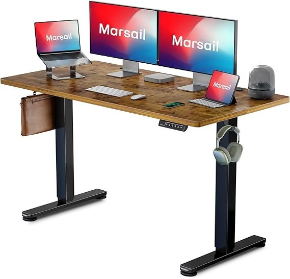 Electric Standing Desk, 48 * 24 Inch Standing Desk Adjustable Height, Stand up Desk for Home Office Furniture Computer Desk 4 Memory Presets with Headphone Hook