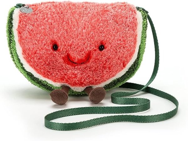 Amuseable Watermelon Plush Bag Crossbody Purse with Zip Top Gifts for Kids Girls Tweens and Teens
