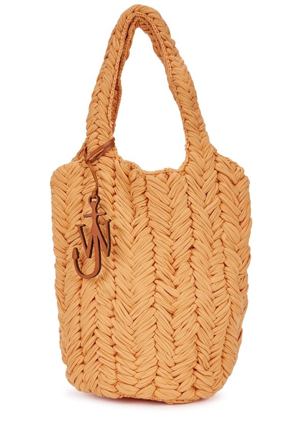 Orange knitted tote