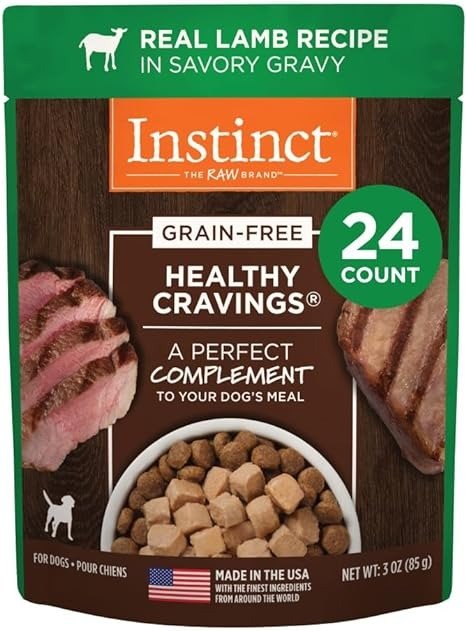 Nature's Variety Instinct Healthy Cravings Grain Free Real Lamb Recipe Natural Wet Dog Food Topper, 3 oz. Pouches (Case of 24)