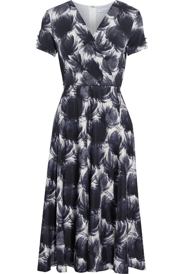 Unico wrap-effect printed stretch-jersey and twill dress