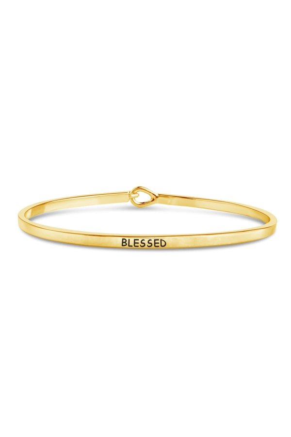 14K Gold Plated Mantra Hook & Eye Bangle Bracelet - Blessed