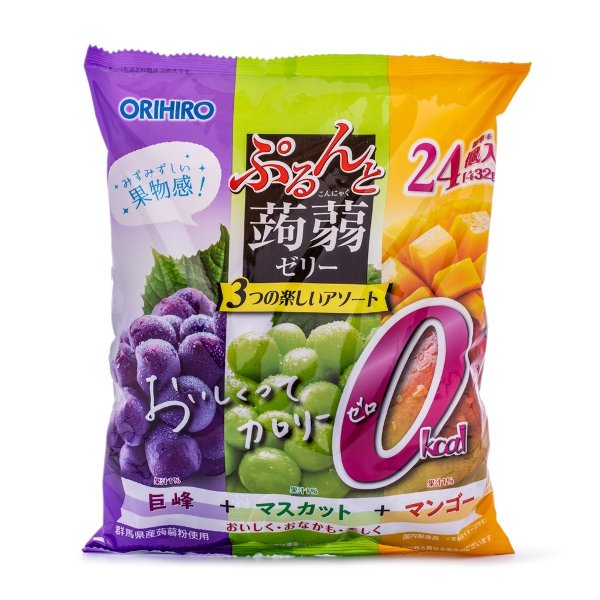 ORIHIRO 蒟蒻零卡果冻 24枚 (巨峰葡萄 & 青葡萄 & 芒果)