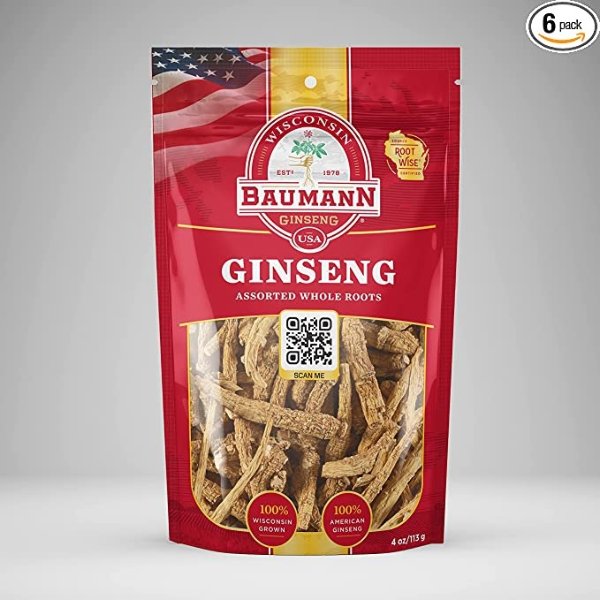 American Ginseng Assorted Whole Roots - 100% Wisconsin Grown Ginseng Premium Hand-Selected Ginseng Extract Natural Herbal Dietary Supplements – 4oz