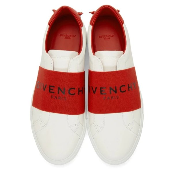 - White & Red Strap Urban Knots Sneakers