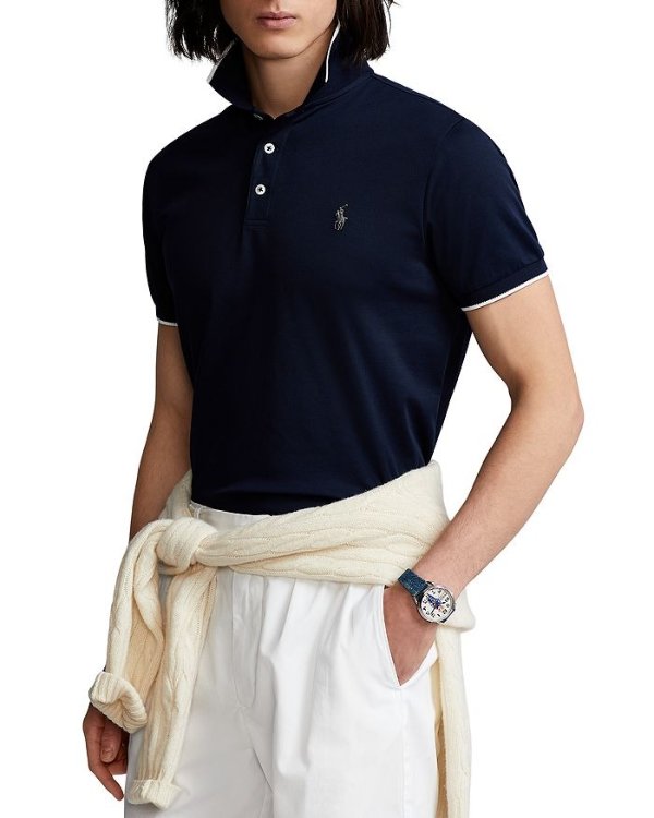 Cotton Blend Tipped Birdseye Custom Slim Fit Polo Shirt