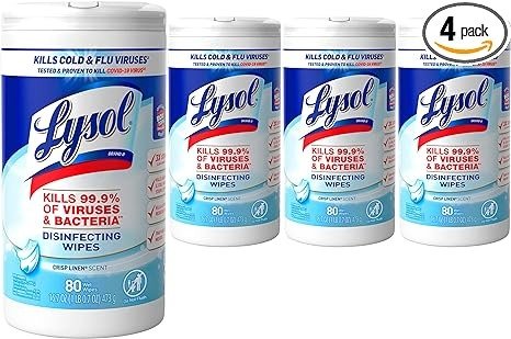 Disinfectant Wipes, Multi-Surface Disinfectant Cleaning Wipes, For Disinfecting and Cleaning, Crisp Linen, 80 Count (Pack of 4)