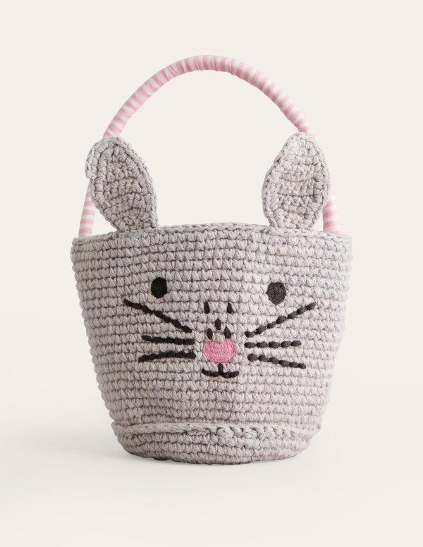 Crochet Bunny BasketGrey Bunny