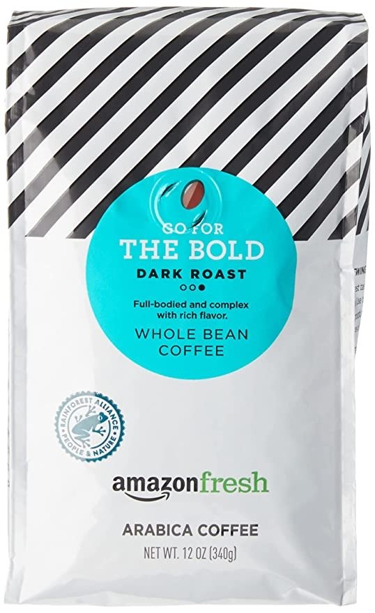 AmazonFresh Dark Roast Whole Bean Coffee, 12 Ounce