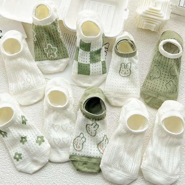 10双 森系棉质船袜