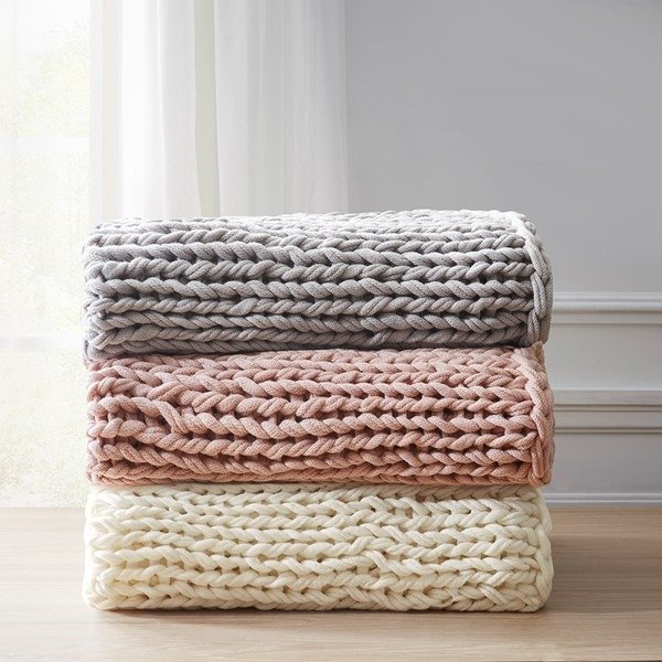 Handmade Chunky Double Knit Throw By Madison Park - Designer Living