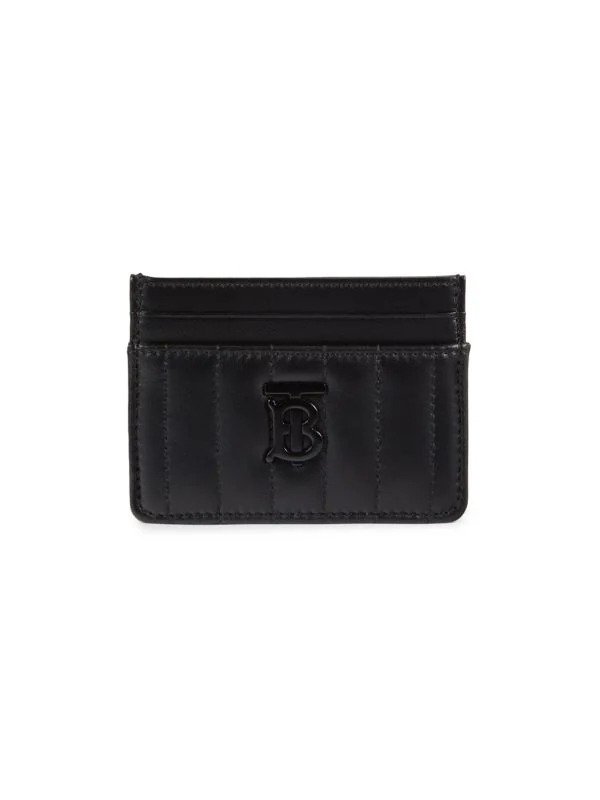 Logo Quilted Leather Card Holder