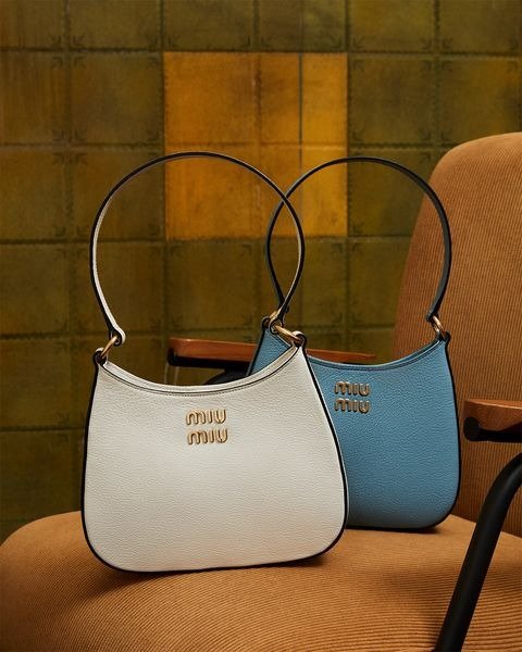 Shop MiuMiu 2022-23FW Plain Leather Logo Shoulder Bags by Seek_AJ