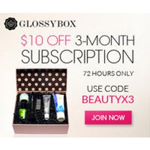 Glossy Box：买3个月的会员费优惠$10， 每月得到不同的惊喜礼盒！