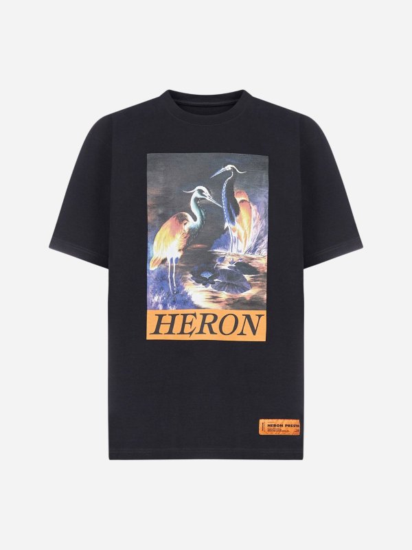 Heron print cotton t-shirt