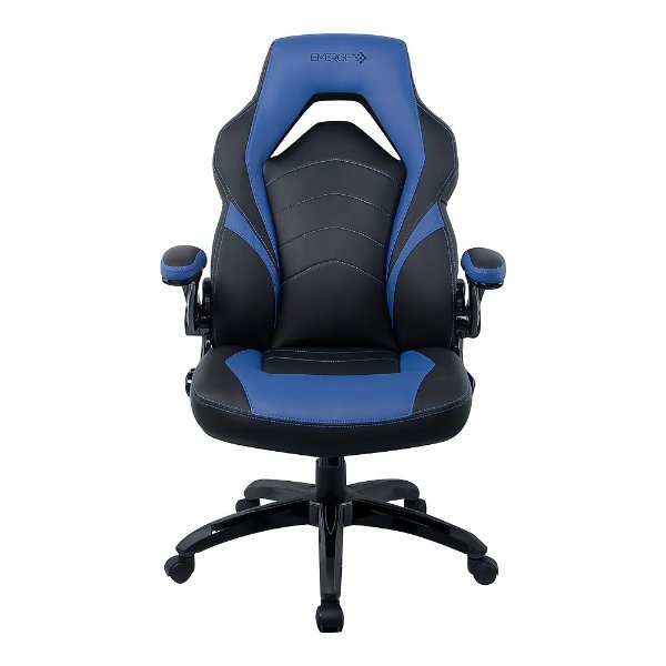 Emerge Vortex Bonded Leather Gaming Chair, Black and Blue (51464-CC)