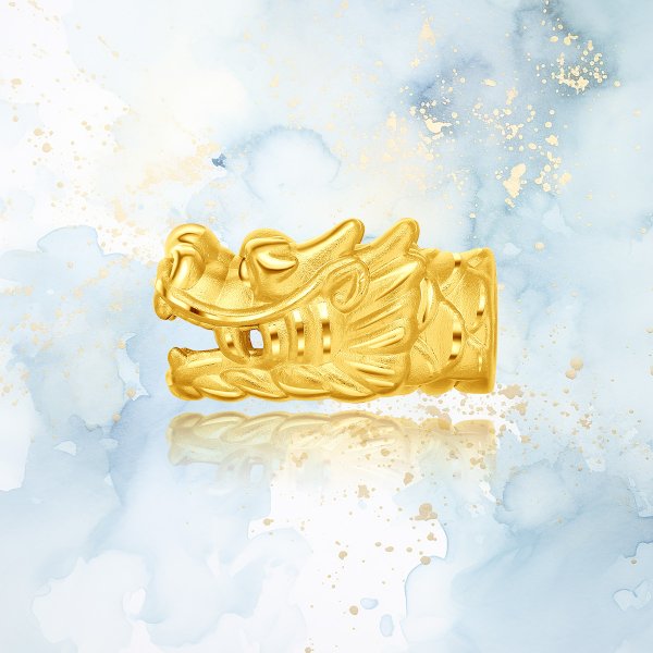 CHOW TAI FOOK 999 Pure 24k Gold Dragon Head Beads Charm