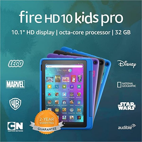 Introducing Fire HD 10 Kids Pro tablet, 10.1", 1080p Full HD, ages 6–12, 32 GB, Doodle