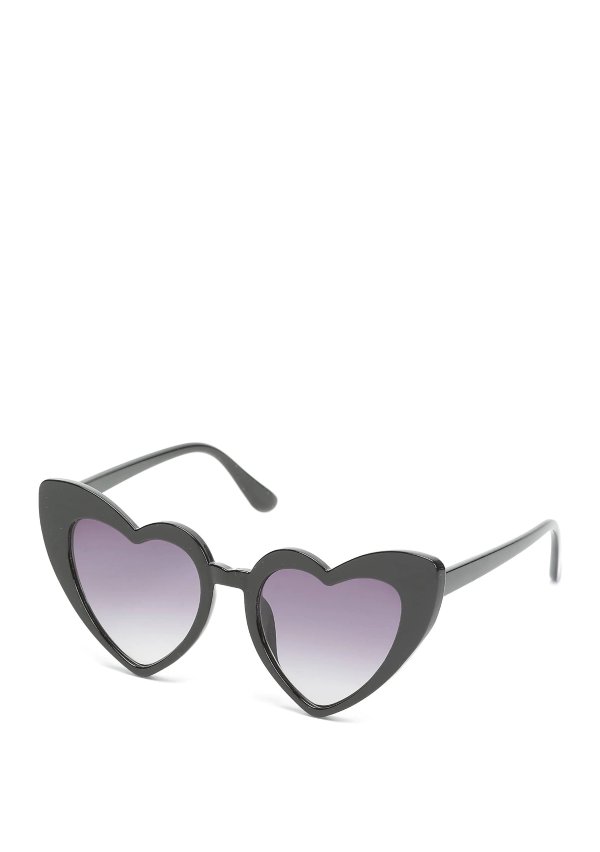 Plastic Heart Black Opaque Sunglasses