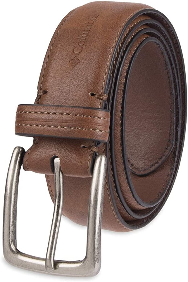Men's Classic Logo Belt - Casual Dress with Single Prong Buckle for Jeans Khakis