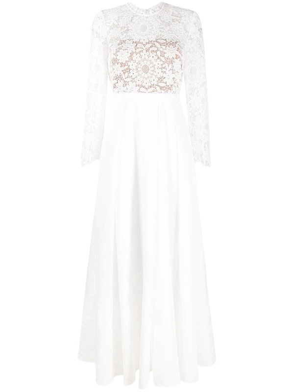 lace-panelled gown